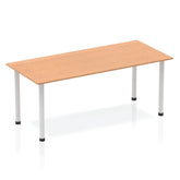 Impulse 1800mm Straight Table Oak Top Silver Post Leg BF00181 DD